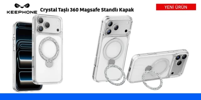 Crystal Taşlı 360 Magsafe Standlı Kapak