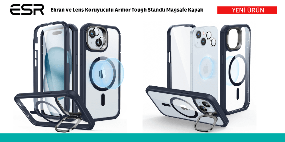 Ekran ve Lens Koruyuculu Armor Tough Standlı Magsafe Kapak