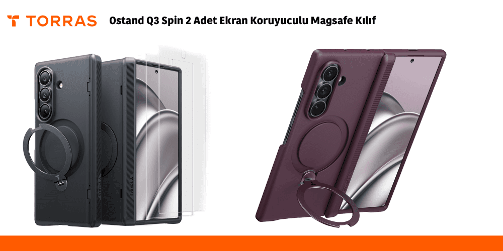 Ostand Q3 Spin 2 Adet Ekran Koruyuculu Magsafe Kılıf